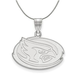 Sterling Silver Iowa State Medium Pendant Necklace - 24 Inch